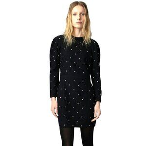 Zadig & Voltaire $1598 Rhinestone Cut Out Back Mini Dress Black